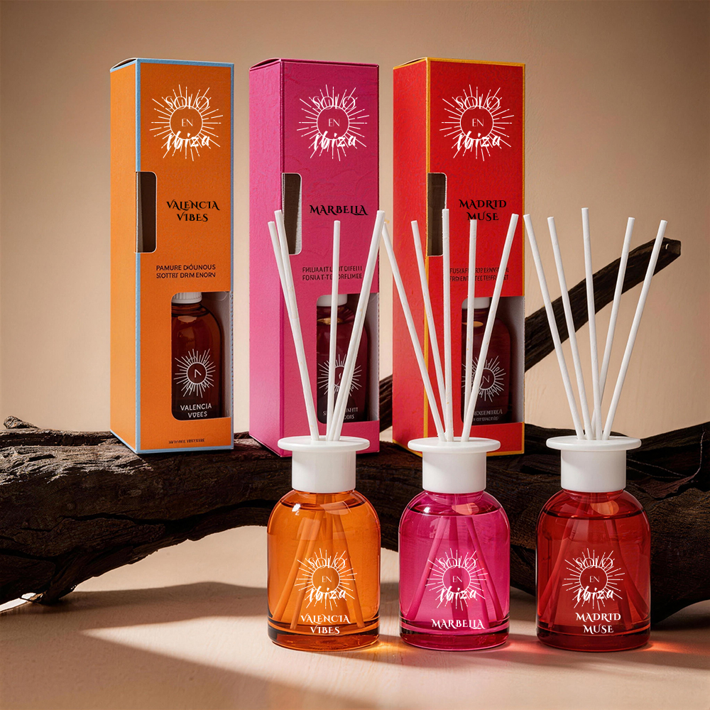Home Fragrance No 4 - 4.06oz/120ml Glass Reed Diffuser,3 Scents:Valencia,Madrid,MarBella,No Flame/Alcohol,4-8Week