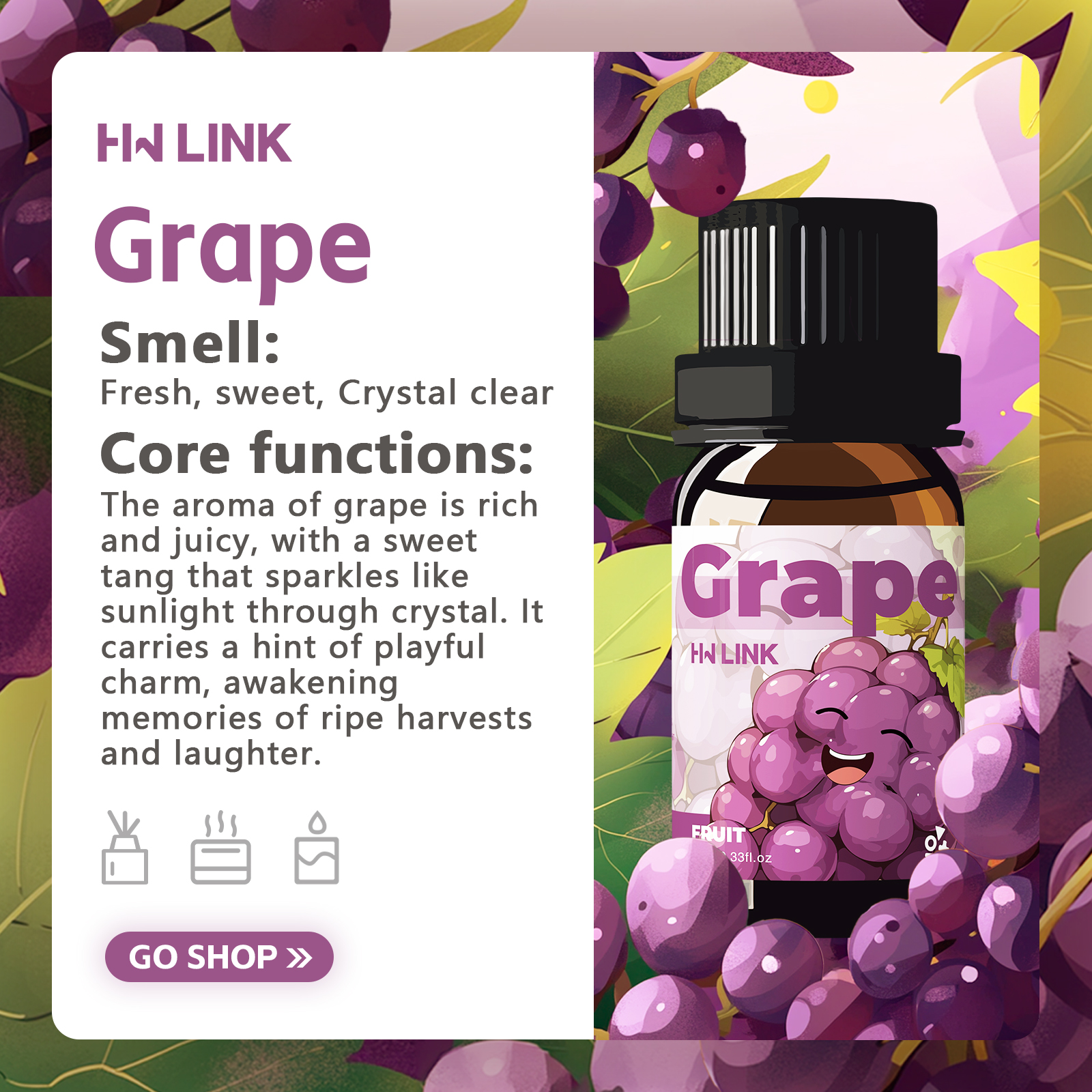 Grape Essential Oil 10ml Perfu - Fragrance In Home ulasan dan harga