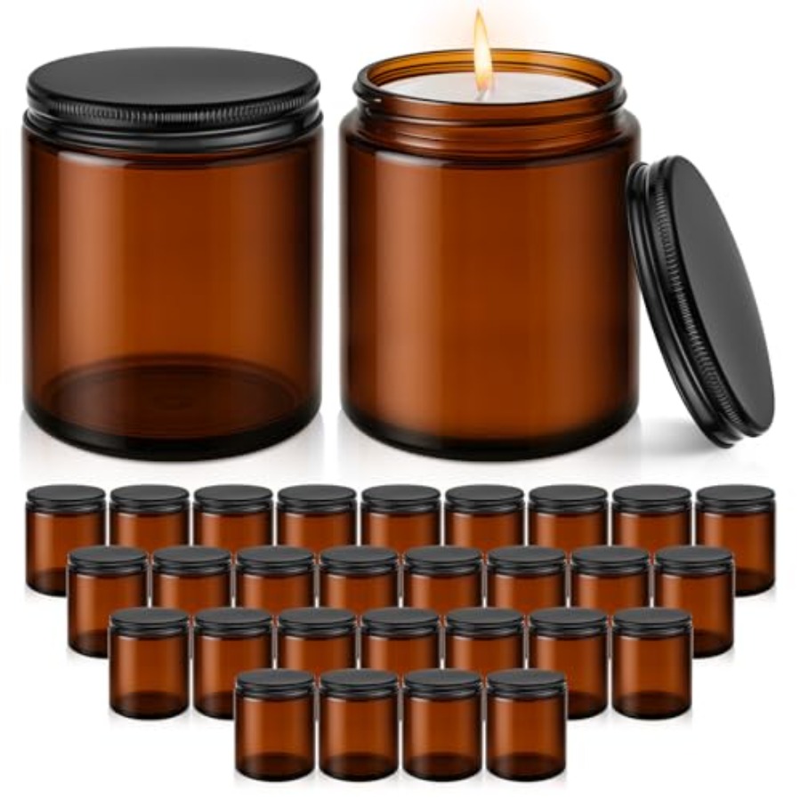 8oz Glass Jars with Lids, 30 P - Amber Jar Candle ulasan dan harga