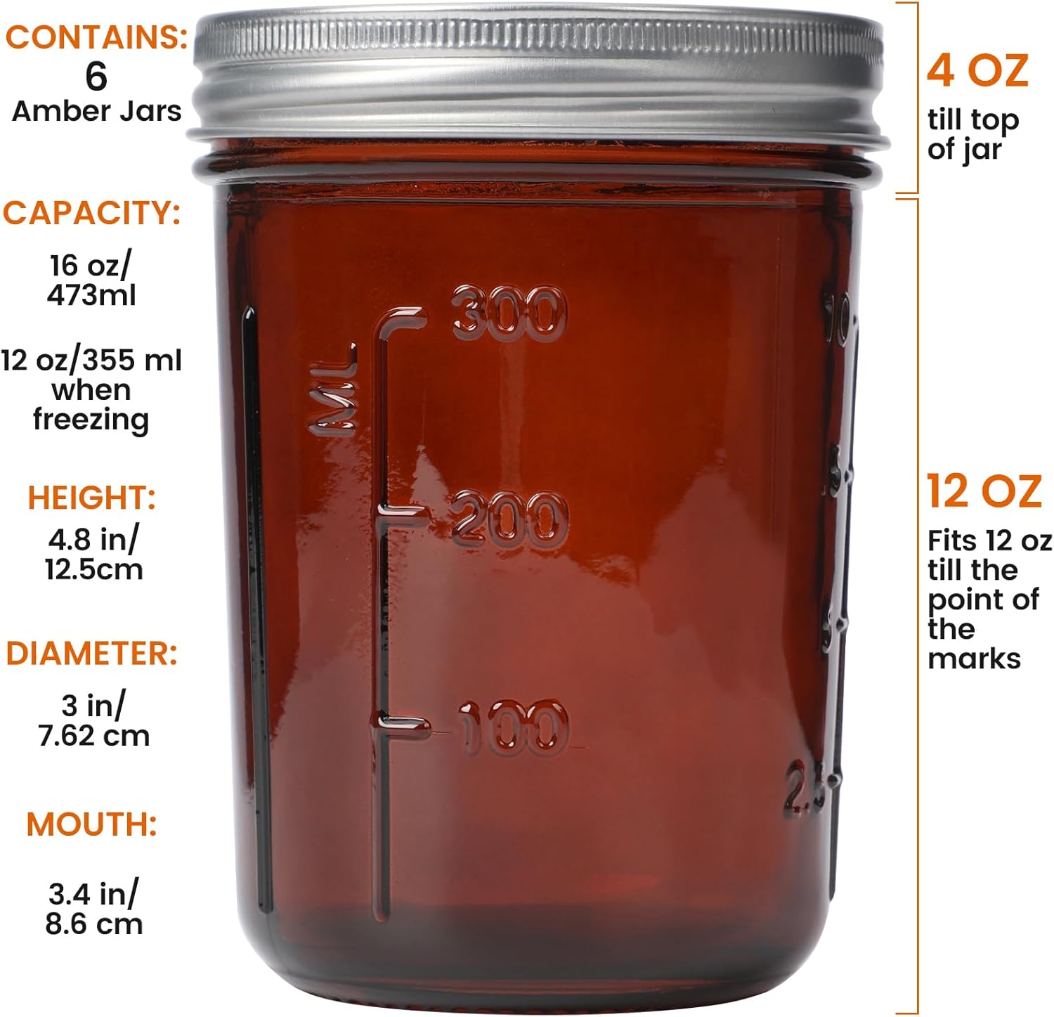 Amber Glass    Jars 16oz - 6 P - Amber Jar Candle ulasan dan harga