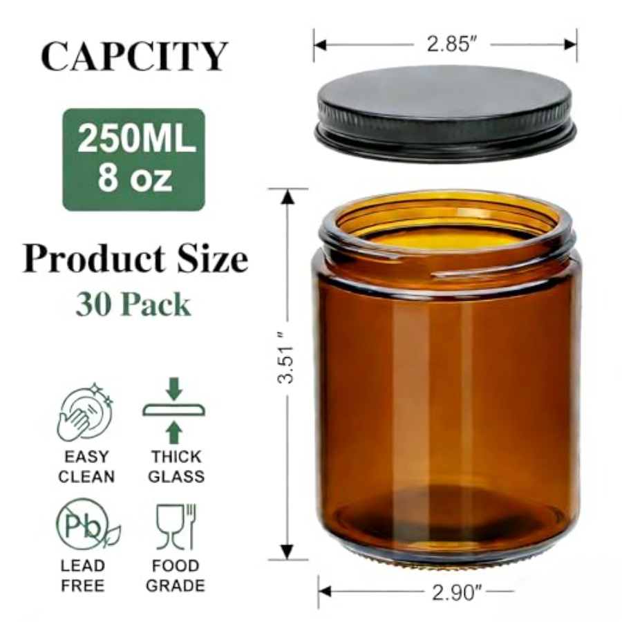 8oz Amber Candle Jars Set of 3 - Amber Jar Candle ulasan dan harga